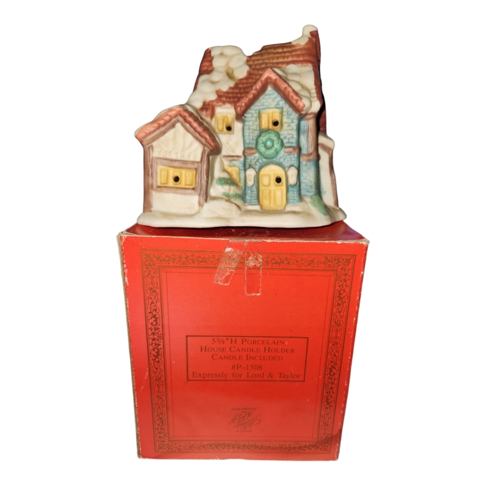 Vintage‎ Lord & Taylor Christmas Village 90's house candle holder